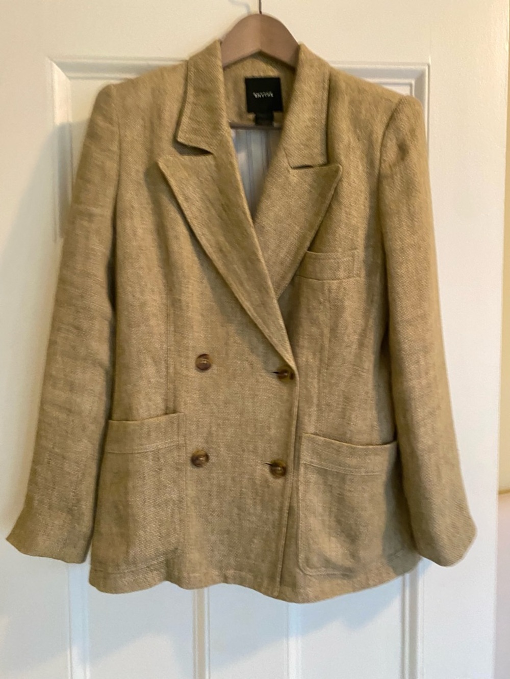 Smythe Beige Linen Double-Breasted Blazer - size Small